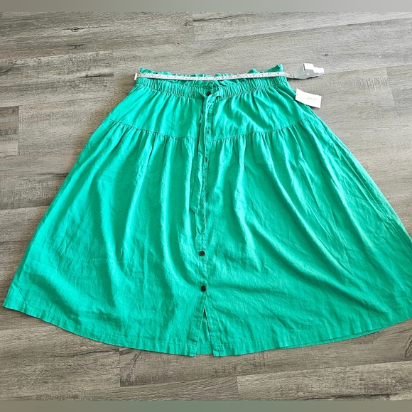 Women's Tie Waist Button-Front Midi Skirt - Universal Thread Size 1x - Picture 6 of 7